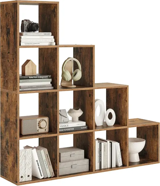 Bücherregal mit 10 Fächern – Regal offen, Stufenregal