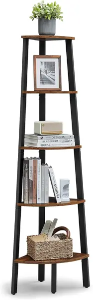 Eckregal – Bücherregal mit 5 Ebenen, Leiterregal
