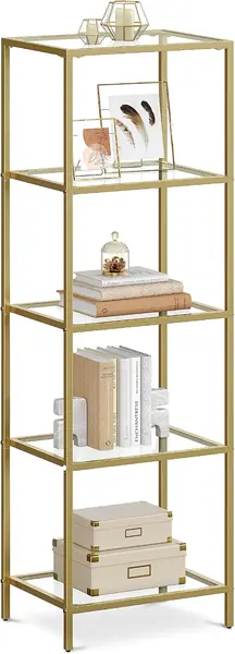 Regal mit 5 Ablagen – Badregal, gehärtetes Glas